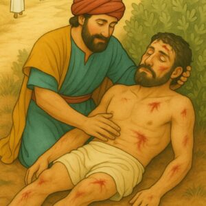 Bijbelse plaat Barmhartige Samaritaan
