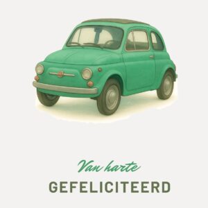 Ansichtkaart met afbeelding van Fiat 500