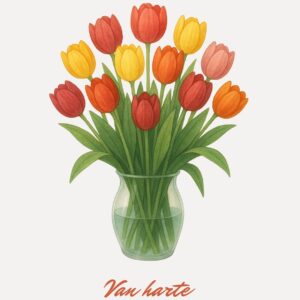 Ansichtkaart met tulpen