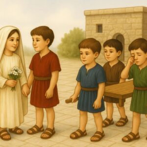 Bijbelse plaat Kinderen die spelen