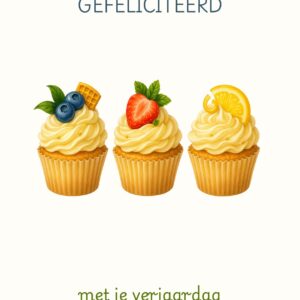 Drie cupcakes op een rij