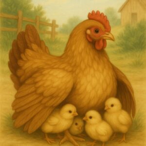 De hen met haar kuikens