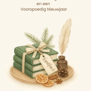Kerstkaart met boeken