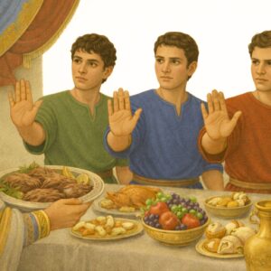 De drie vrienden weigeren eten