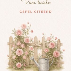 Rozentuin met gieter